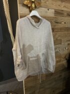 Lniana bluza z kapturem - beż
