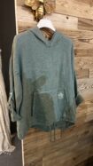 Lniana bluza z kapturem - khaki