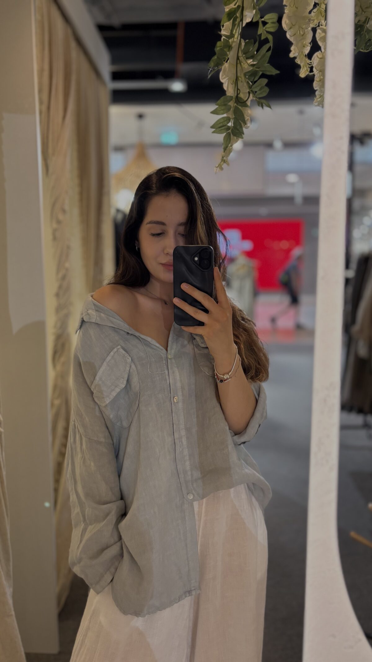 Lniana koszula - jasny szary