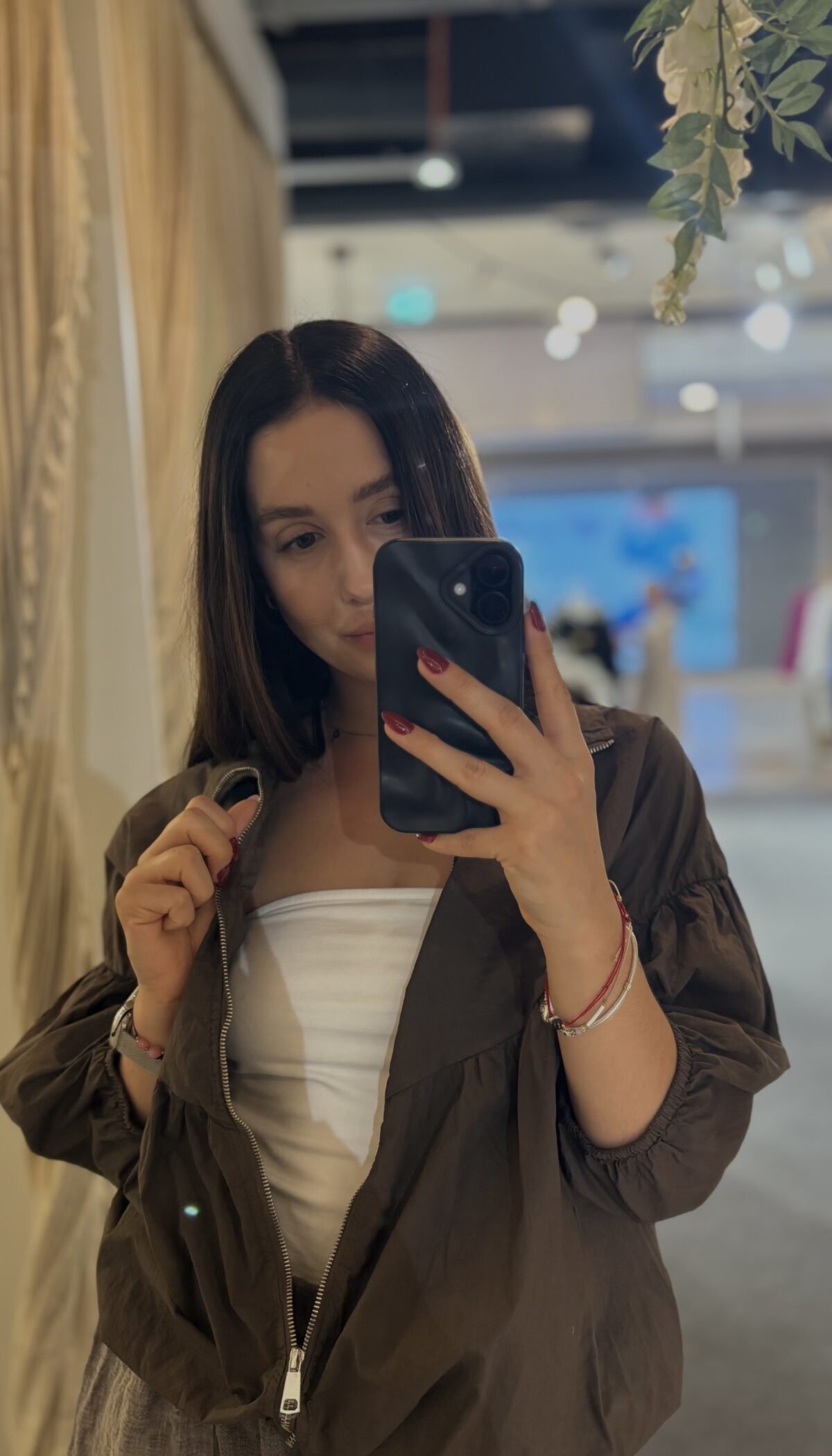 Bawełniana bluza na suwak - brąz