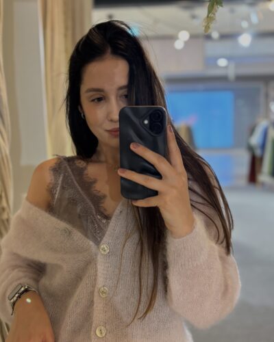 Lekki sweter - mgiełka z moheru - taupe