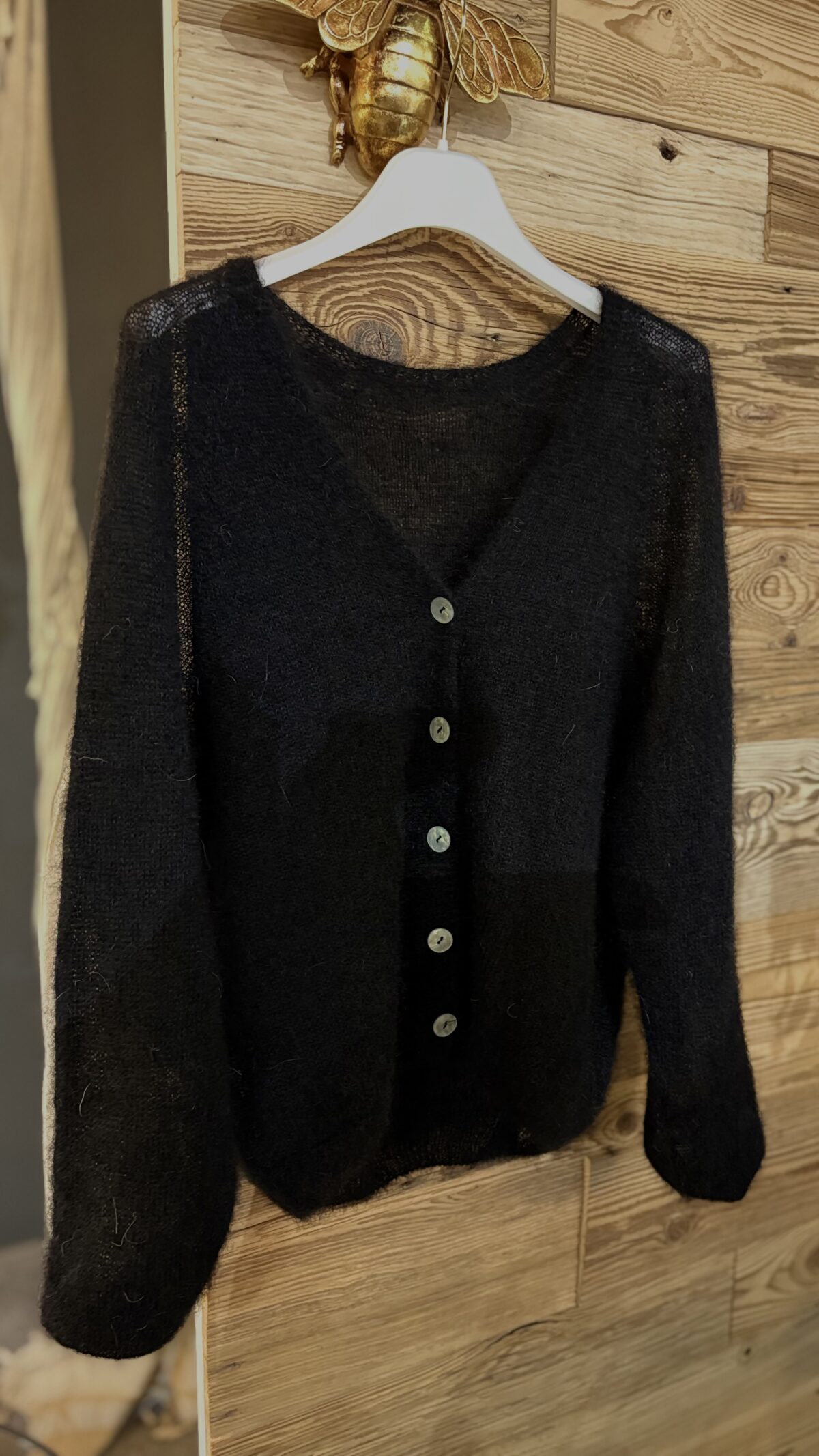 Lekki sweter - mgiełka z moheru - czarny